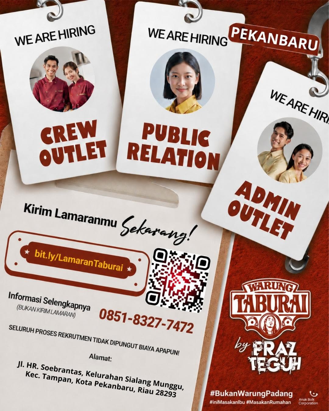 Lowongan Crew Outlet & Posisi Lainnya Warung Taburai Pekanbaru