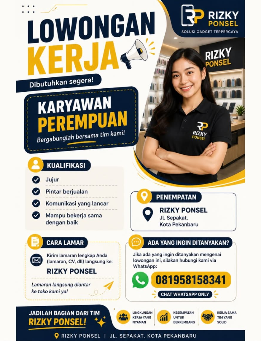 Lowongan Karyawan Perempuan Rizky Ponsel Pekanbaru